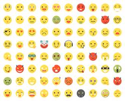 Conjunto de vários emoji com diferentes rostos e expressões
