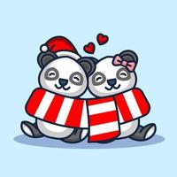 casal fofo panda natal vetor