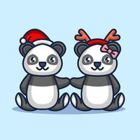 casal fofo panda natal vetor