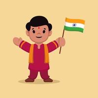 Indiano segurando bandeira vetor