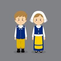 personagem de casal usando vestido nacional da Suécia vetor