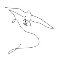 linha contínua voando estilo simples gaivota vetor