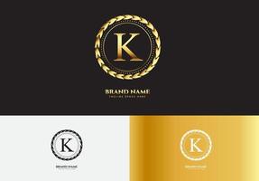 conceito de logotipo de luxo ouro letra k vetor