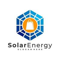modelo de vetor de logotipo solar de loja, conceitos de design de logotipo de energia de painel solar criativo