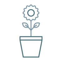 ícone de duas cores de linha de vaso de planta vetor