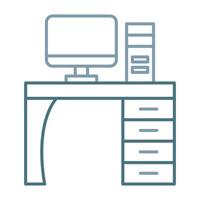 ícone de duas cores de linha de mesa de computador vetor