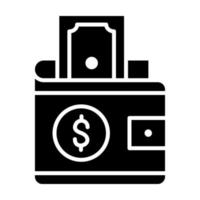 ícone de glifo de carteira de dinheiro vetor