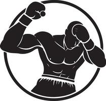boxer silhueta ícone boxe clube símbolo ilustração estoque, Preto cor silhueta vetor
