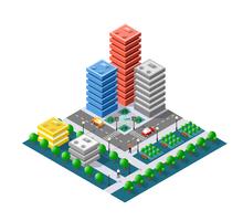 Cidade 3D isométrica colorida vetor