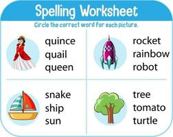 modelo de planilha de ortografia para crianças vetor