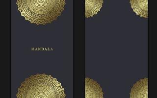 Fundo ornamentado de mandala de ouro de luxo para convite de casamento, capa de livro vetor