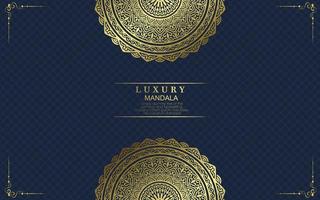 Fundo ornamentado de mandala de ouro de luxo para convite de casamento, capa de livro vetor