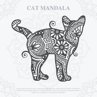 mandala de gato. elementos decorativos vintage. padrão oriental, ilustração vetorial. vetor