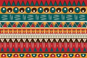 tecido estampado africano, padrão de retalhos de ornamento étnico tribal. ornamento de elementos geométricos feitos à mão para seu projeto, estilo de moda colorido afro têxtil. vestido envoltório pareo, fundo de batik de tapete vetor
