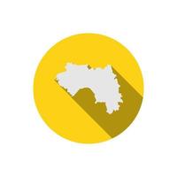 mapa da Guiné em círculo amarelo com sombra longa vetor