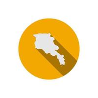 mapa da Armênia em um círculo amarelo com sombra longa vetor