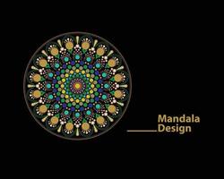 Fundo de design de mandala de luxo em ilustração vetorial de cor dourada vetor