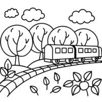 trem ilustração esboço dentro Preto linhas. trem coloração Páginas vetor