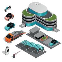 conjunto de ícones isométricos de estacionamento conjunto de ícones isométricos de estacionamento vetor