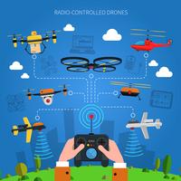 Conceito de drones controlados por rádio vetor