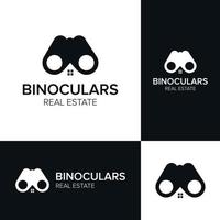 binóculos imobiliários espaço negativo logotipo ícone modelo de vetor