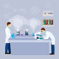 Cartaz plano da pesquisa da ciência do laboratório químico vetor