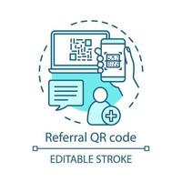 ícone de conceito de código qr de referência. autorização do usuário, ilustração de linha fina de ideia de registro. amigo de referência, novo convite de cliente. Criar Conta. desenho de contorno isolado do vetor. curso editável vetor