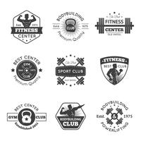 Conjunto de emblemas de ginásio de fitness vetor