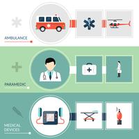 Conjunto de bandeiras de paramédico de emergência vetor
