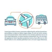 ilustração do conceito de transporte público. artigo, folheto, página da revista. modo de transporte. terrestre, transporte aéreo. viajando de carro, avião, ônibus. design de impressão. desenho de contorno isolado de vetor