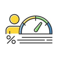 ícone de cor de pontuação de crédito. aumentando o diagrama de taxa de juros pessoal. crescente finanças infográfico. gráfico da economia com seta. relatório financeiro. investimento, gráfico de orçamento. ilustração vetorial isolada vetor