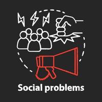 ícone do conceito de giz de problemas sociais. violência, abuso social e ideia de assédio. comportamento antisocial. conflitos e intimidação. ilustração vetorial isolada no quadro-negro vetor