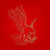águia voando sobre fundo vermelho vetor