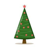 árvore de Natal com bola de árvore e brinquedo de árvore. ilustração vetorial plana vetor