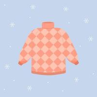 camisola de inverno. suéter quente. roupa de inverno. ilustração de vetor plana