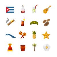 Cor plana isolada ícones de Cuba vetor