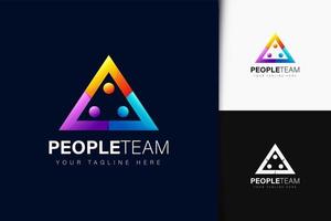 design de logotipo de pessoas triângulo com gradiente vetor