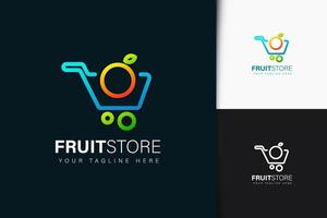 Design de logotipo de loja de frutas com gradiente vetor
