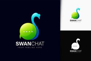 Design do logotipo do chat do cisne com gradiente vetor