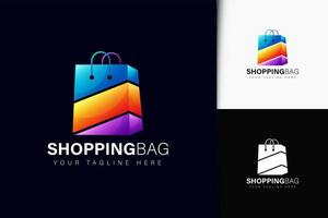 Design do logotipo da sacola de compras com gradiente vetor