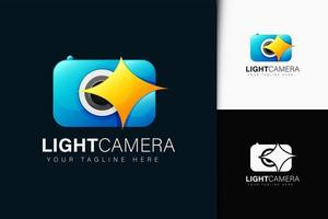 design de logotipo de câmera de luz com gradiente vetor