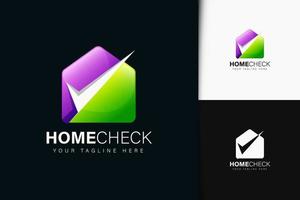 design de logotipo de verificação de casa com gradiente vetor