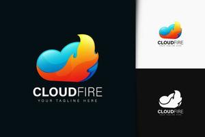 design de logotipo do Cloud Fire com gradiente vetor