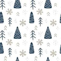 padrão sem emenda de mão desenhada árvore de Natal. fundo de floresta de inverno bebê. ilustração vetorial. lindos filhos inverno fundo escandinavo. para crianças tecido tecido, pano de fundo, papel de parede vetor