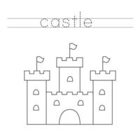 traçar e colorir o castelo dos desenhos animados. planilha para meninas. vetor