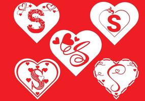 logotipo da letra s com ícone de amor, modelo de design para dia dos namorados vetor