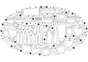 ilustrações médicas monocromáticas. páginas para colorir, preto e branco vetor