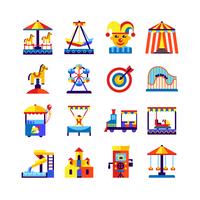Conjunto de ícones de parque de diversões vetor