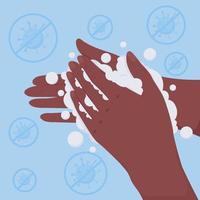 ilustração em vetor cor lisa instrução de lavagem de mãos