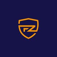 design do logotipo da letra fz fz no escudo. letras modernas criativas vector a ilustração do logotipo do ícone.